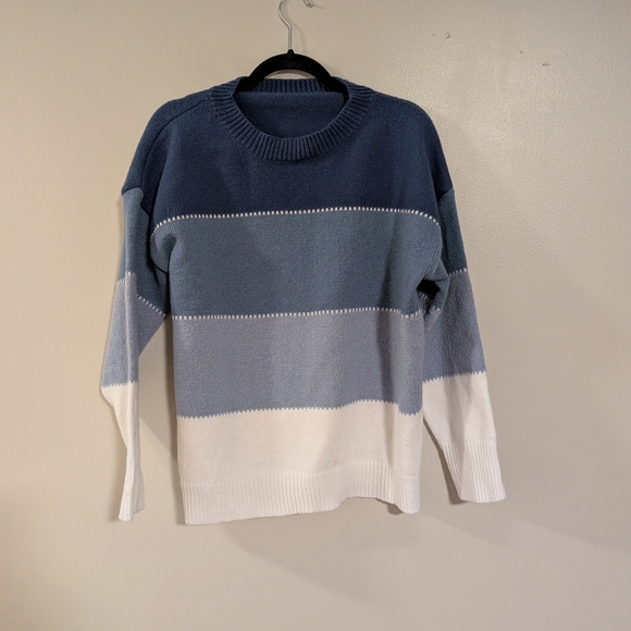 Sweaters - Striped Blue and White Sweater Size L